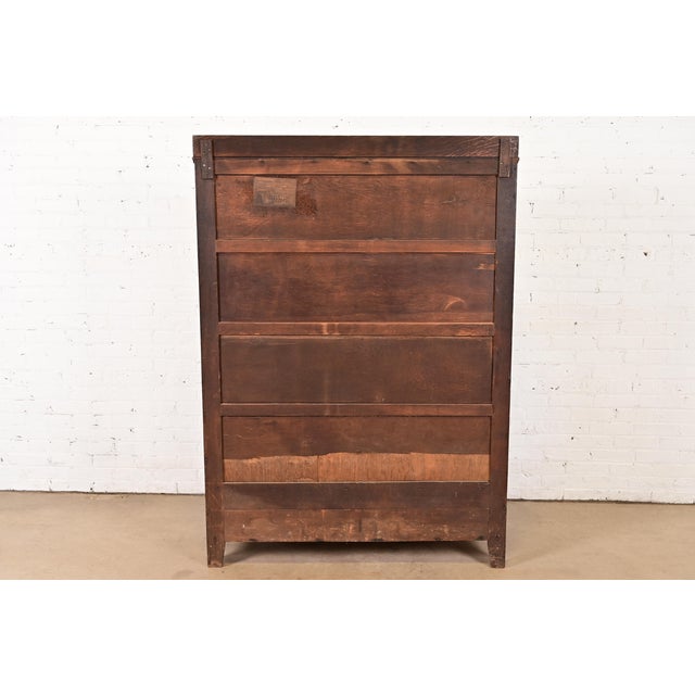 Limbert Style Antique Mission Oak Arts and Crafts Bookcase Cabinet, Circa 1910 For Sale - Image 12 of 14