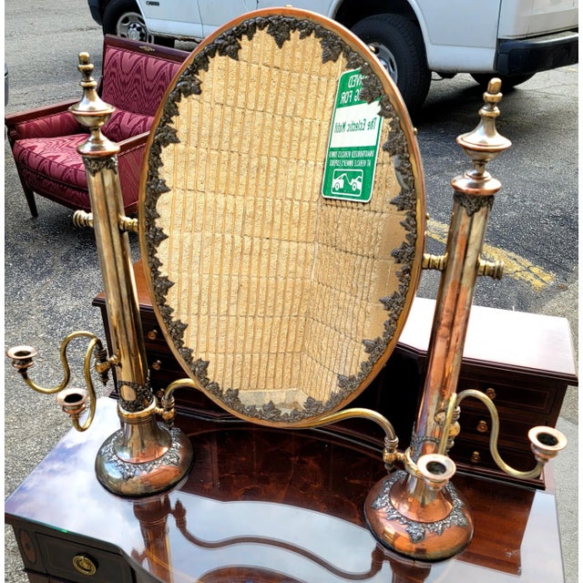Metal Antique Early 20th Century Victorian Sheffield Large Silver-Plated Table Mirror For Sale - Image 7 of 7