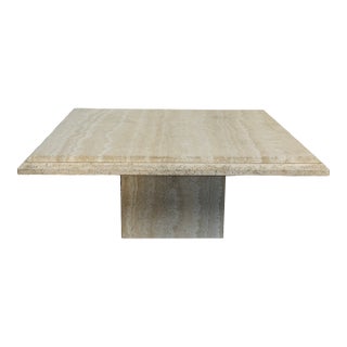 Vintage Italian 1980's Solid Travertine Coffee Table For Sale