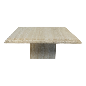 Vintage Italian 1980's Solid Travertine Coffee Table