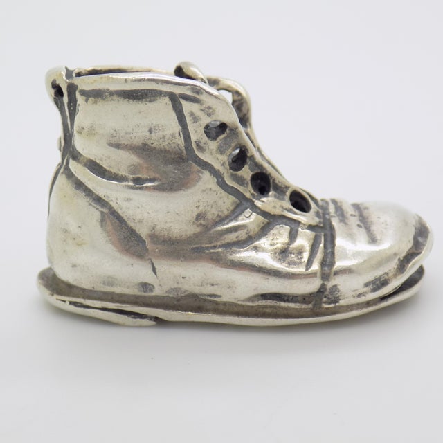 Vintage Italian Handmade Genuine Silver Rare Old Boot Shoe Figurine Miniature For Sale - Image 4 of 9