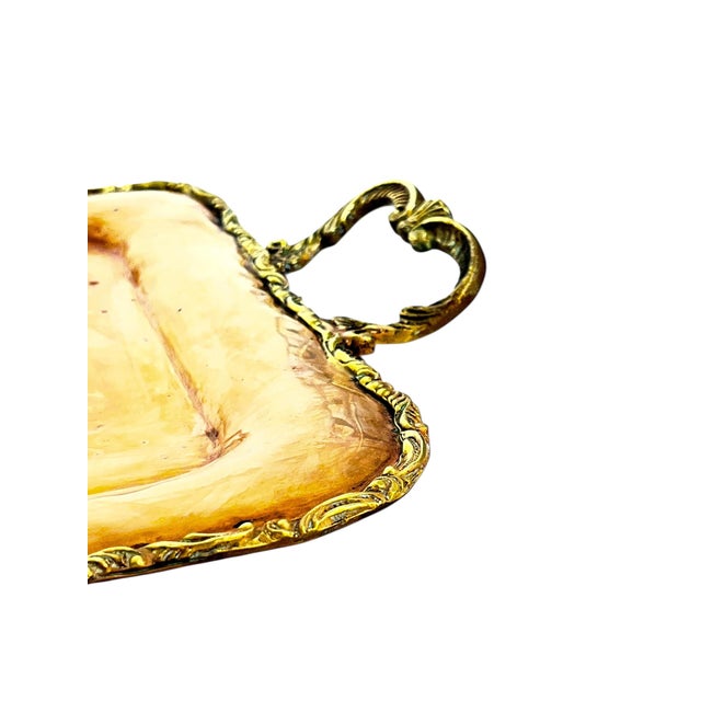 Metal Vintage French Provincial Brass and Copper Two Handle Serving Cocktail Tray For Sale - Image 7 of 18