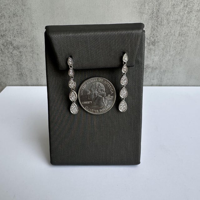 Exquisite 0.50ctw Natural Diamond Drop Earrings in 10kt White Gold, Gh Si, New, A Pair For Sale - Image 4 of 6