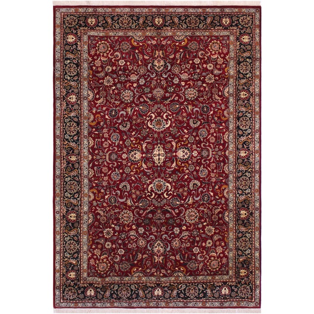 Shabby Chic Floral 1990's Pak-Persian Red/Black Wool Rug - 6'2'' X 9'0'' For Sale - Image 9 of 9