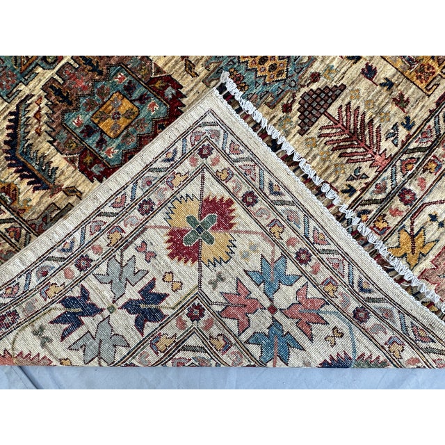 Hand-Knotted Afghan Kazak Wool Area Rug - 9'0" X 11'10 For Sale - Image 12 of 12