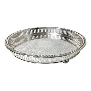 W & S Blackinton Fine Silver Plated Round Gallery Tray For Sale
