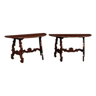 Early 19th C Italian Demi Lunes- Great Legs - a Pair For Sale