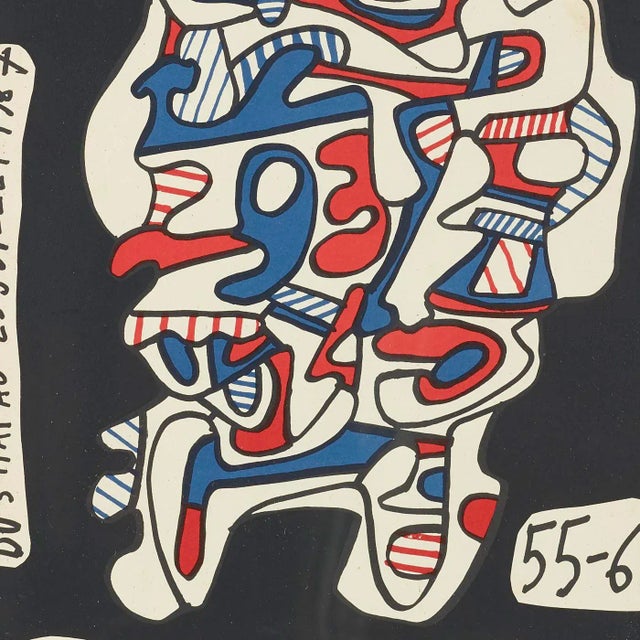 Vintage framed poster of a drawing by Jean Dubuffet titled “Dix Ans d’art Vivant”. Celebrating the art of Dubuffet and his...