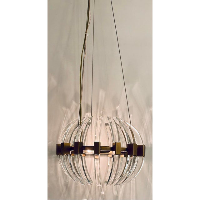 Modern Currey & Company Modern Small Brass and Glass Coquette Chandelier For Sale - Image 3 of 6