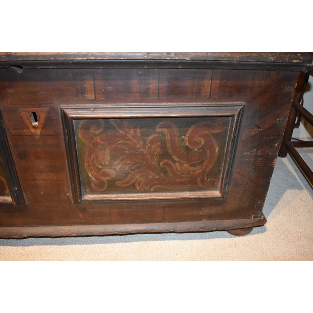 Brown Country Grain Painted Blanket Chest For Sale - Image 8 of 10
