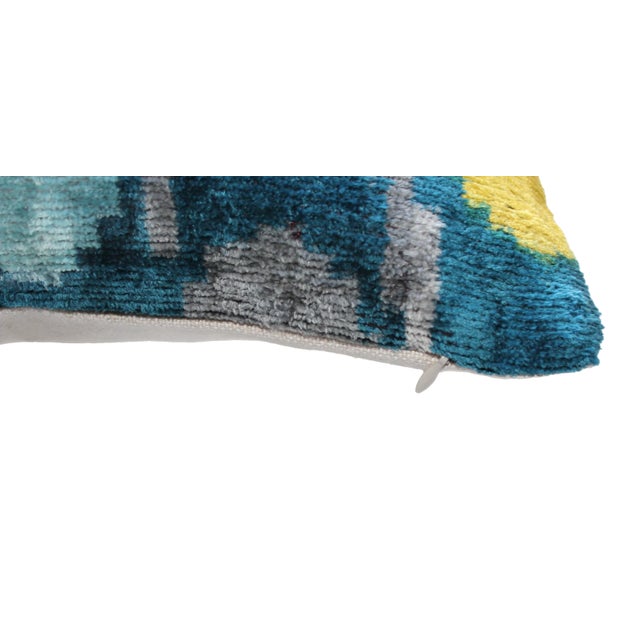 Textile Contemporary Velvet Ikat Bohemian Throw Pillow For Sale - Image 7 of 10