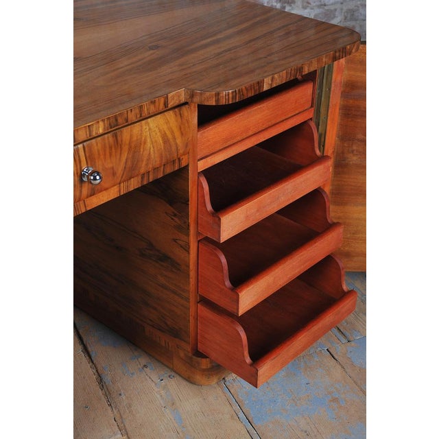 1920s Art Deco Walnut Writing Desk, Czech, 1930s For Sale - Image 5 of 11