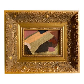 "Warm Geo" 2026 Mixed Media Painting by Jessalin Beutler With Vintage Frame For Sale