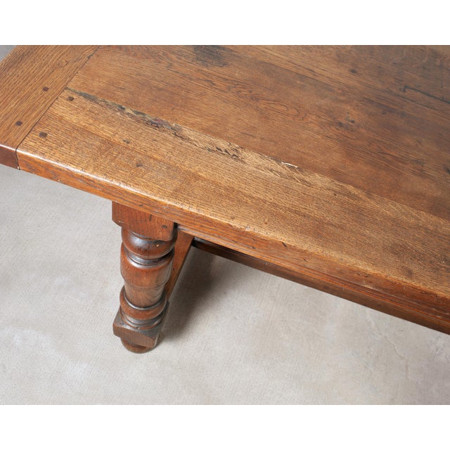 Country French Provincial Oak Farmhouse Dining Table 9 Ft For Sale - Image 17 of 18
