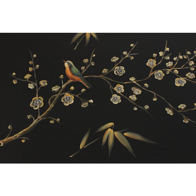 Gold Stunning Bamboo Form Hand Painted Bird Motif Coffee Table For Sale - Image 8 of 18