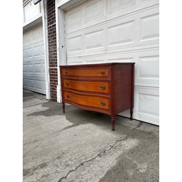 Antique Hepplewhite Style Serpentine Dresser | Federal Revival Chest of Drawers | Early 20th Century Vintage American Bedroom Furniture For Sale - Image 12 of 12