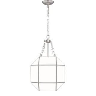 Suzanne Kasler By Visual Comfort Studio Morrison 3-Light Small Pendant with White Glass Shade in Brushed Nickel For Sale