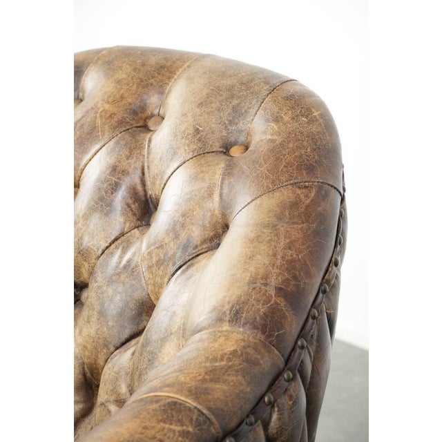 Cowhide Chesterfield Club Armchair For Sale - Image 10 of 15