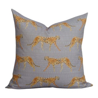 22" Mara Cheetah in Fog Pillow For Sale