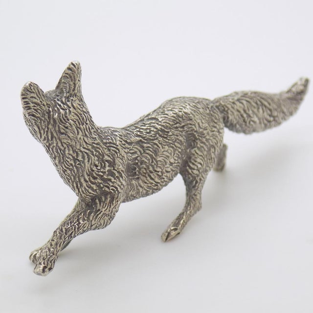 Vintage Italian Handmade Genuine Silver Hunting Fox Figurine, 1960s For Sale - Image 4 of 13