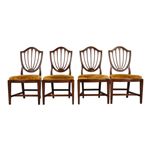 Ethan Allen Federal Mahogany Shield Back Side Chairs or Dining Chairs, Set of Four For Sale