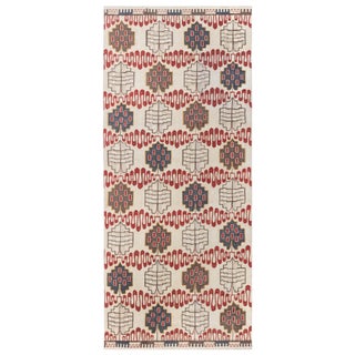"Sanguifolia" Contemporary Flatweave Geometric Beige Carpet by Doris Leslie Blau For Sale