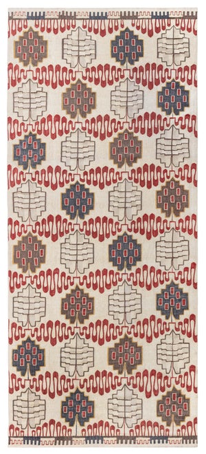 "Sanguifolia" Contemporary Flatweave Geometric Beige Carpet by Doris Leslie Blau