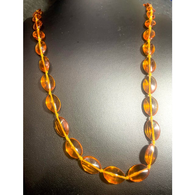Art Deco 1930s Golden Yellow Amber Bohemian Czech Glass Beaded Necklace For Sale - Image 3 of 9