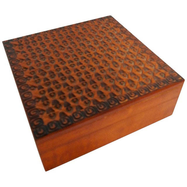 Hand-Carved Wooden Box From Poland For Sale