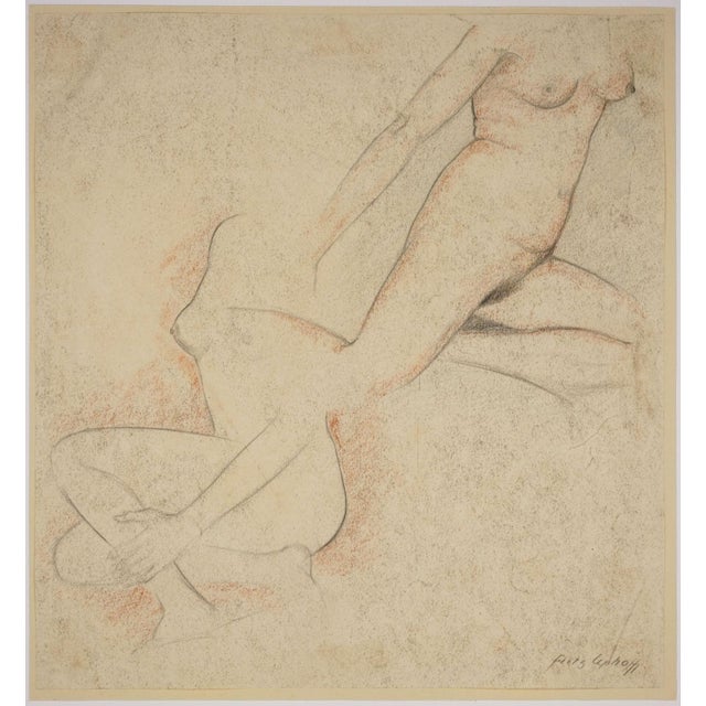 Fritz Uphoff, Two Moving Nudes, 1930, Charcoal and Chalk Drawing For Sale - Image 4 of 6