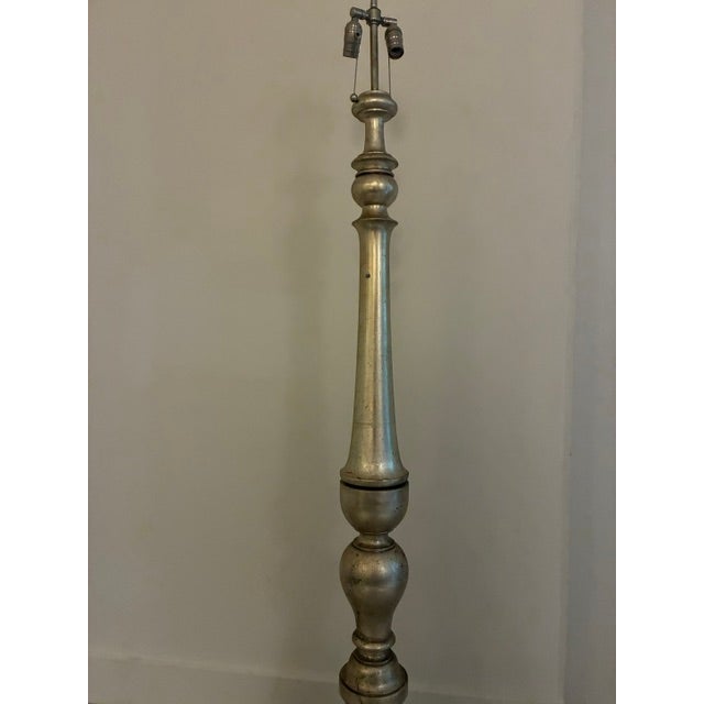 Hollywood Regency Vintage Silver Gilt Standing Lamp For Sale - Image 3 of 8