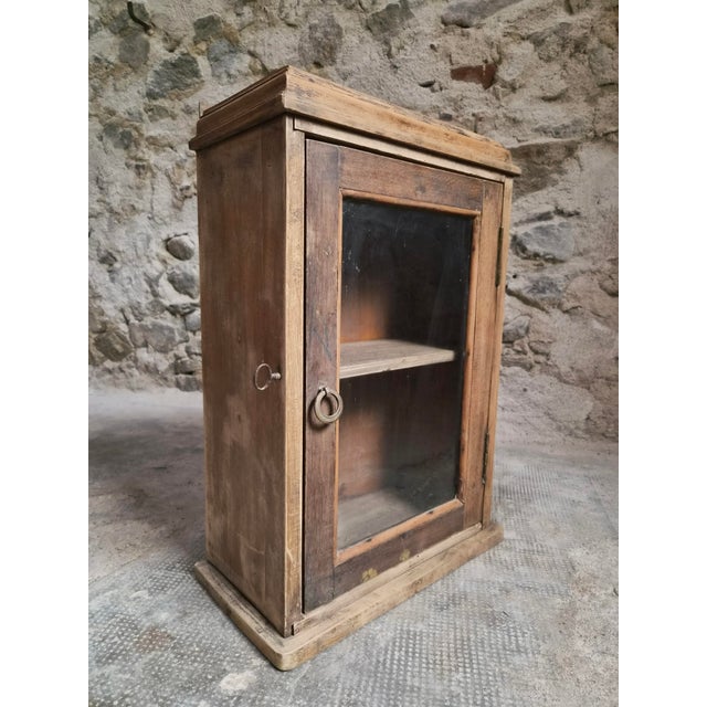 Antique French Wall Cabinet in Pine and Oak with Glass Door, 1850s For Sale - Image 6 of 18