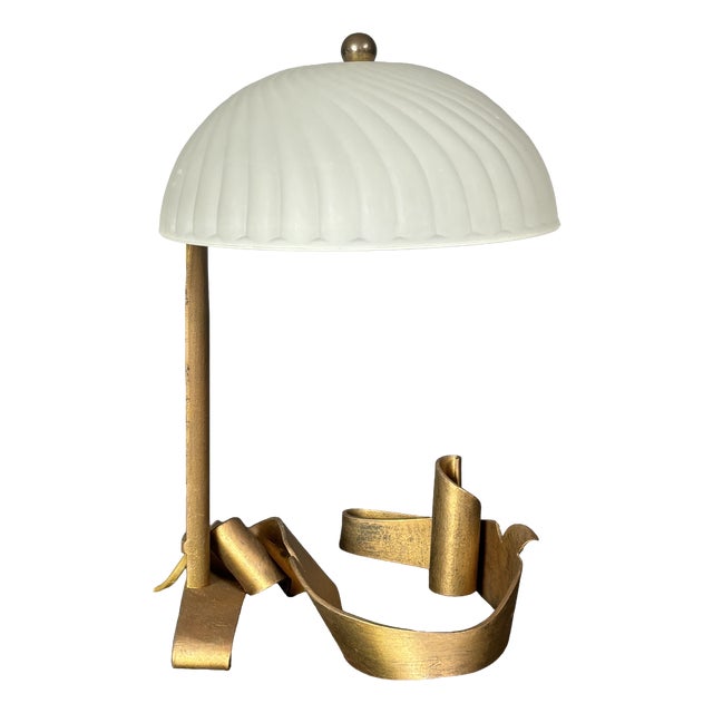 Art Deco Style Handcrafted Wrought Iron Desk Lamp, 1980s For Sale