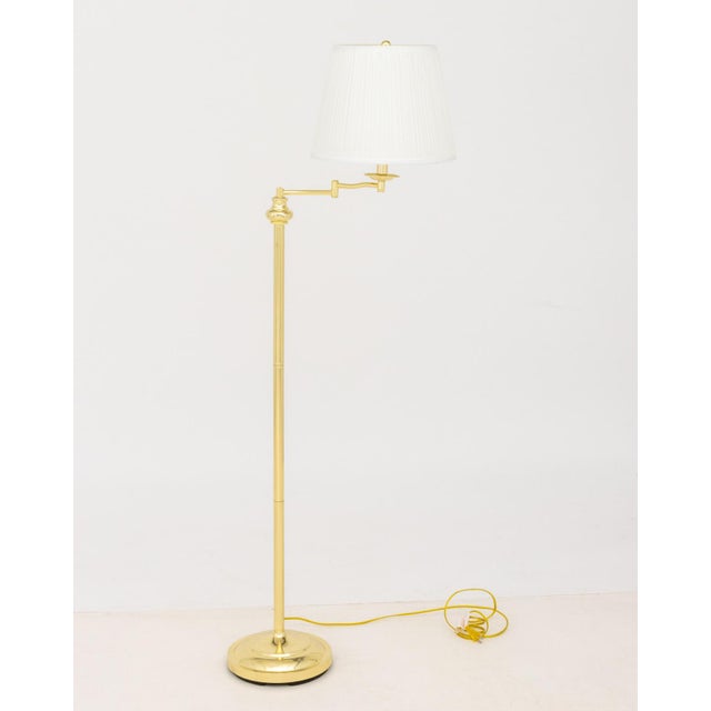 Early 21st Century Modern Polished Brass Adjustable Floor Lamps, Pair For Sale - Image 5 of 8