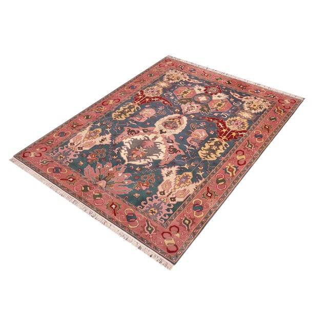 Shabby Chic Shabby Chic Ziegler Blue/Pink Wool Rug - 8'4'' X 10'3'' For Sale - Image 3 of 9