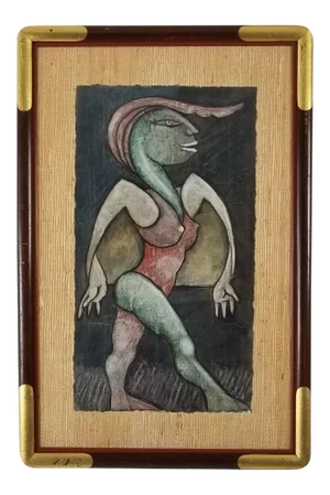 1980s Rub Val Surrealist Abstract Female Painting