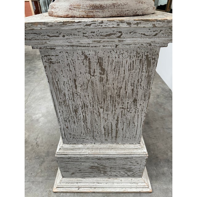 Late 20th Century Iron Urn With Wooden Pedestal For Sale - Image 12 of 18