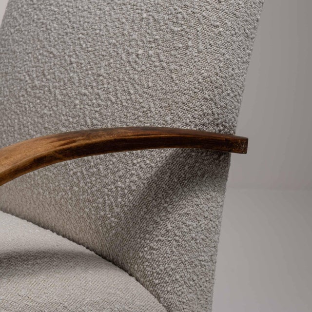 Mid 20th Century Jindřich Halabala Blue Wood Club Chairs For Sale - Image 4 of 11
