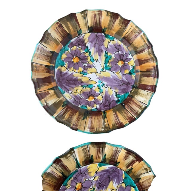 1960s 1960s Italian Hand Painted Floral Dinner Plates- a Set of 6 For Sale - Image 5 of 11