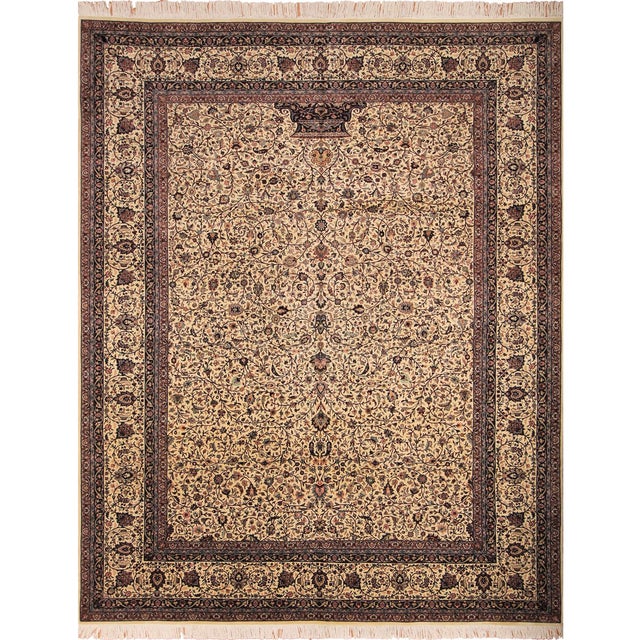 Shabby Chic Ivory Fine Handmade Rug 9.2x12 For Sale - Image 9 of 9