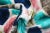 Sky Blue Contemporary Turkish Multi Colors Velvet Silk Ikat Pillow For Sale - Image 8 of 10