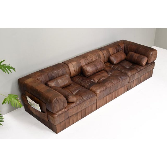 Wood DS-88 Sectional Sofa in Cognac Brown Leather from De Sede, 1970s, Set of 19 For Sale - Image 7 of 18