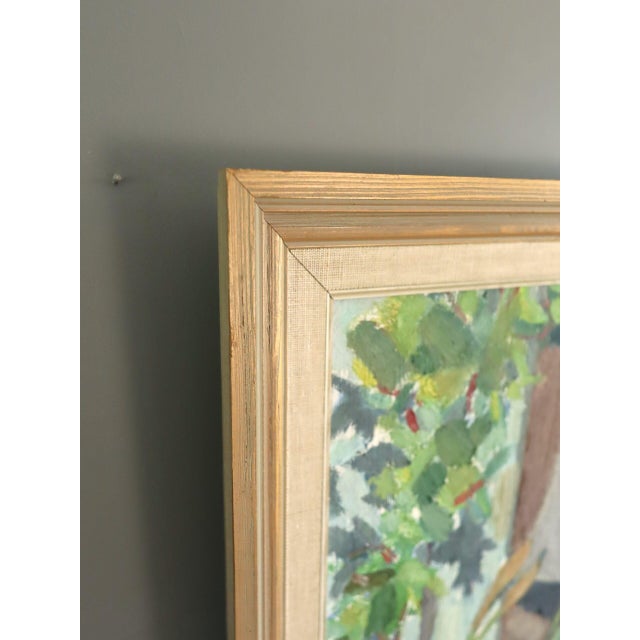 Mid-Century Modern 1955 Mid-Century Modern 'Daylilies in Sunlight' Vintage Original Floral Still Life Oil Painting, Framed For Sale - Image 3 of 11