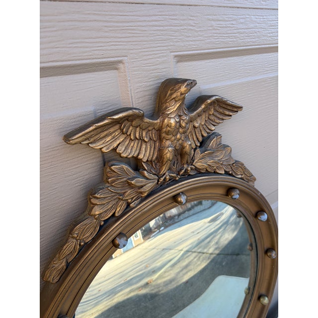 American Federal Giltwood Eagle Bullseye Convex Mirror For Sale - Image 4 of 15