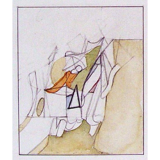 Late 20th Century Late 20th Century Abstract Study in Muted Neutrals Watercolor Painting For Sale - Image 5 of 6