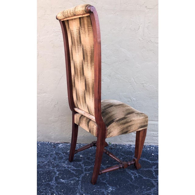 Six French Deco Dark Walnut Refinished Tall Back Dining Chairs For Sale - Image 10 of 11