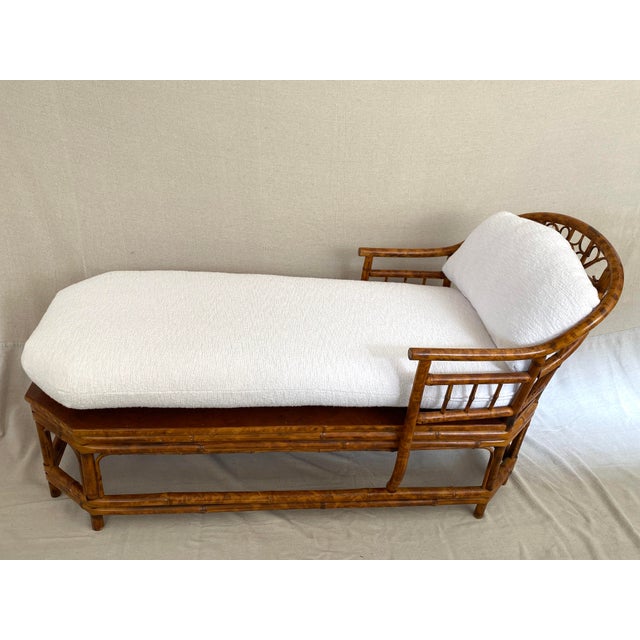 Boho Chic Scorched Bamboo Chaise in the Style of Brighton Pavilion For Sale - Image 3 of 10