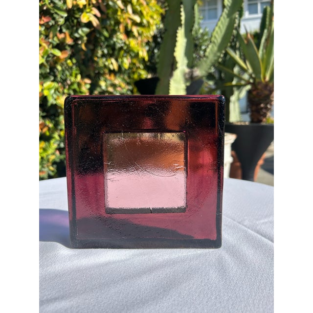 Vintage Plum Glass Square Catchall Dish For Sale - Image 12 of 17