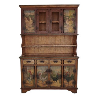 Antique European Painted Country Cupboard For Sale