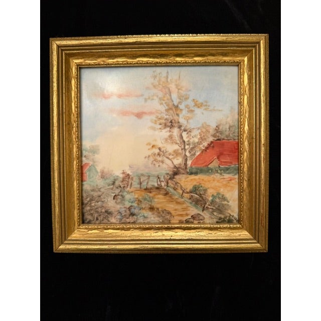 Mid 20th Century Vintage Hand Painted Porcelain Tiles by M Singer - Set of 4 For Sale - Image 5 of 7